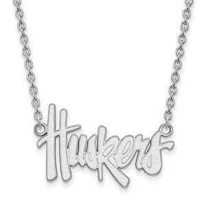 14k White Gold U of Nebraska Large Huskers Pendant Necklace